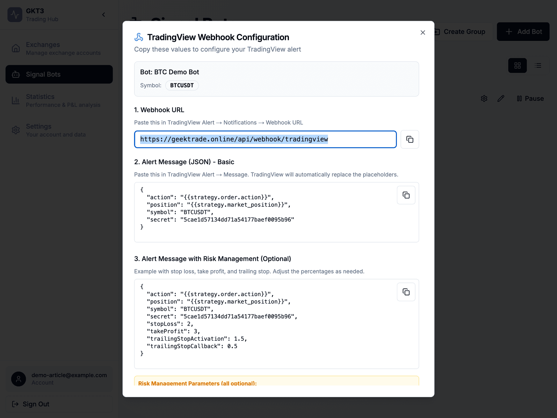 Webhook configuration